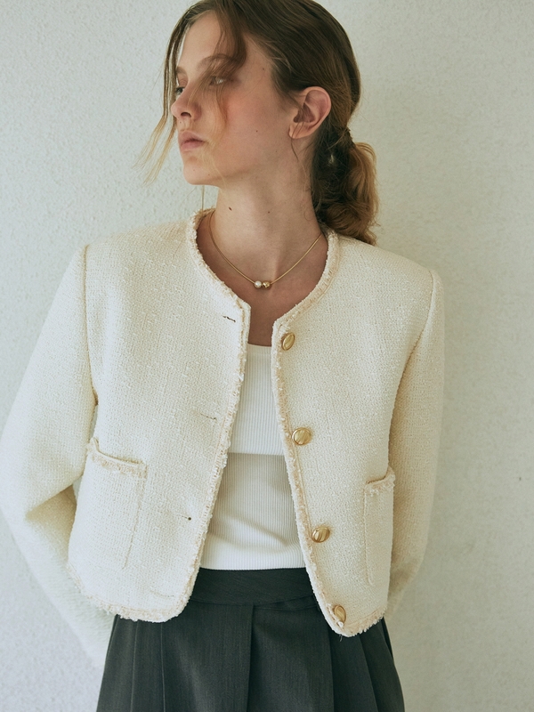 BOUCLE ANTIQUE TWEED JACKET_CREAM