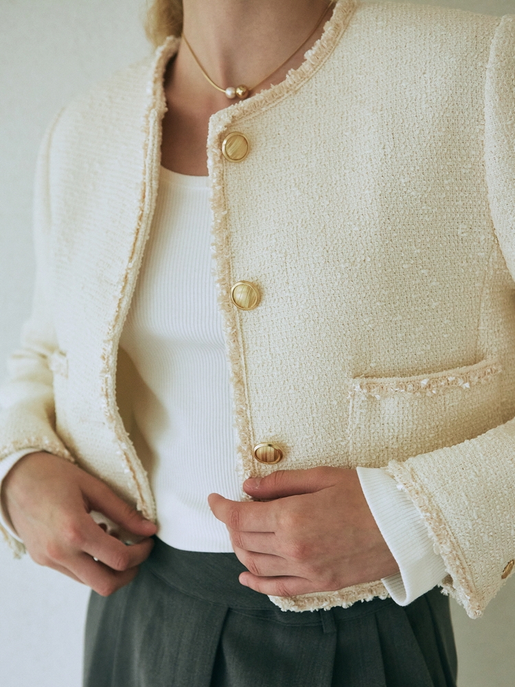 BOUCLE ANTIQUE TWEED JACKET_CREAM