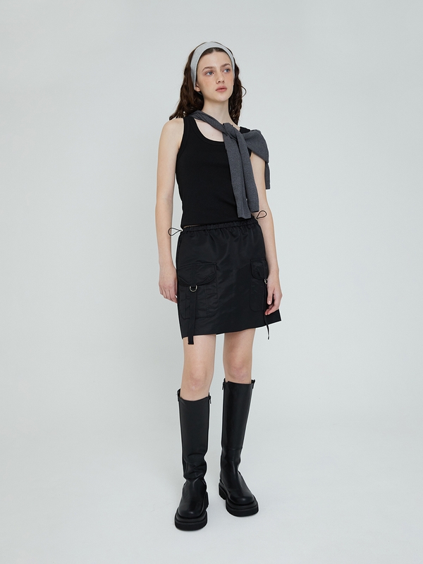 strappy cargo mini skirts (black)