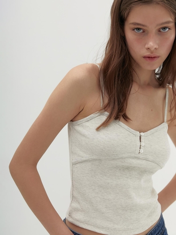 binding button camisole (oatmeal melange)