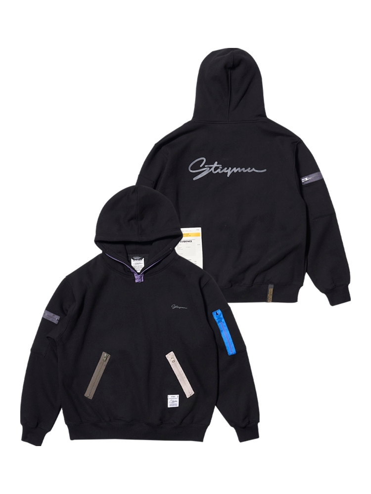 ZIPPER OVERSIZED HOODIE BLACK