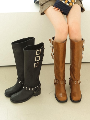 csy568 biker long boots _ 2colors