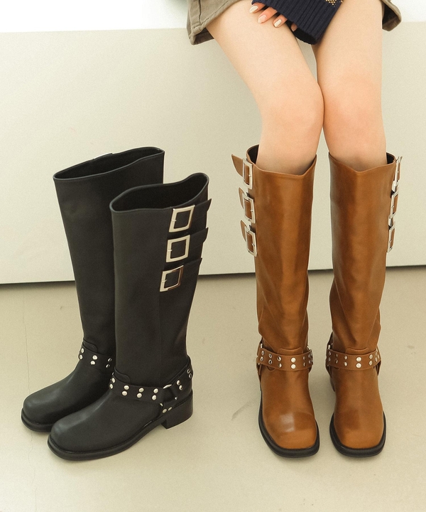 csy568 biker long boots _ 2colors