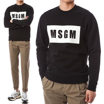 MSGM 엠보 스퀘어로고패치 기모 맨투맨/2940MM163 207599 99