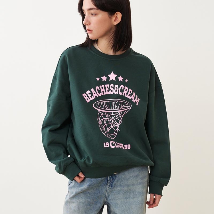 1990 BASKETBALL CLUB SWEAT SHIRT-DARK GREEN