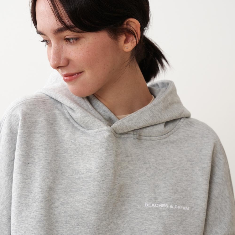 [CROP FIT]B&C SIMPLE LOGO HOODIE-GRAY