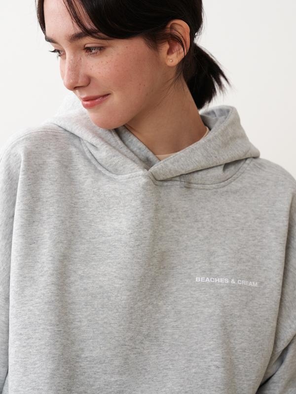 [CROP FIT]B&C SIMPLE LOGO HOODIE-GRAY