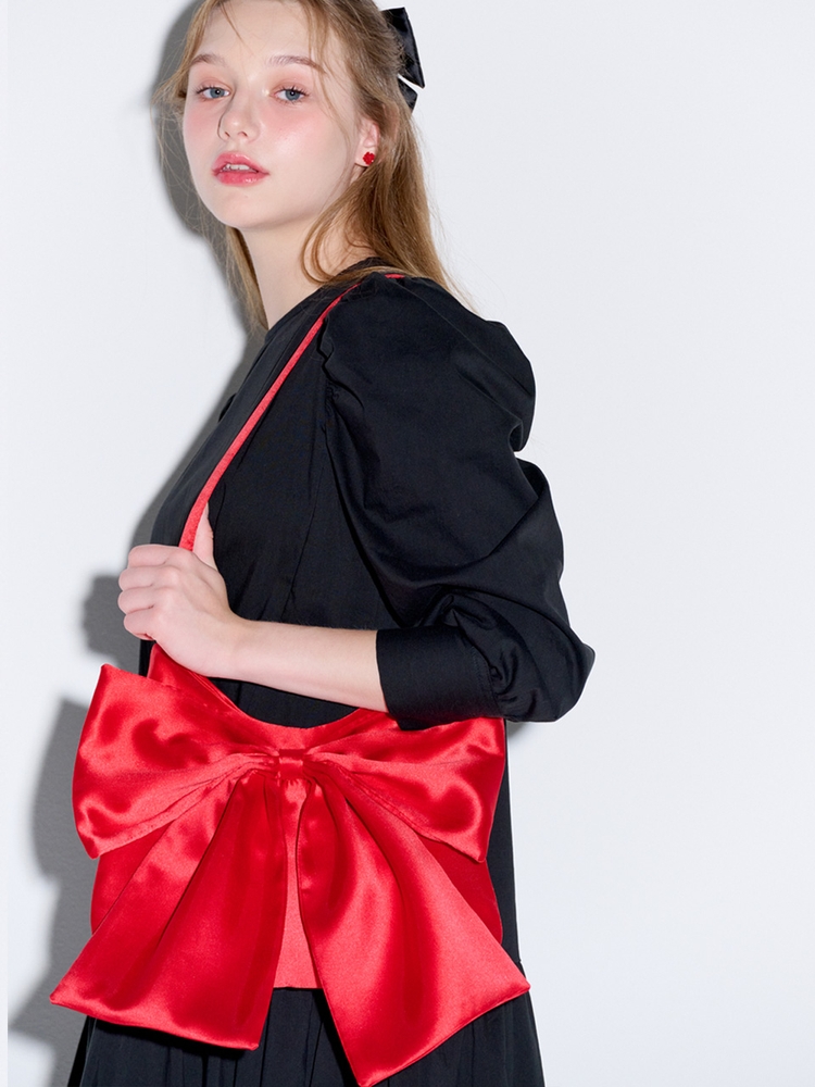 Big Ribbon Satin Bag Red