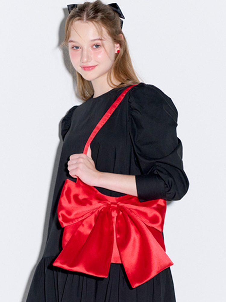 Big Ribbon Satin Bag Red