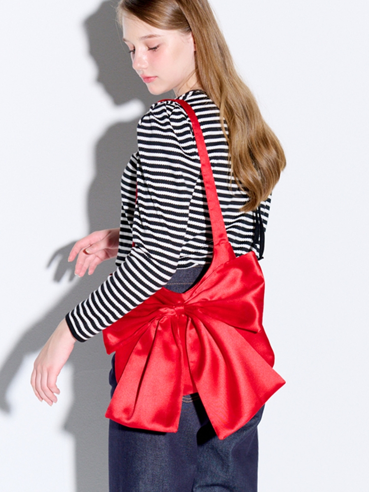 Big Ribbon Satin Bag Red