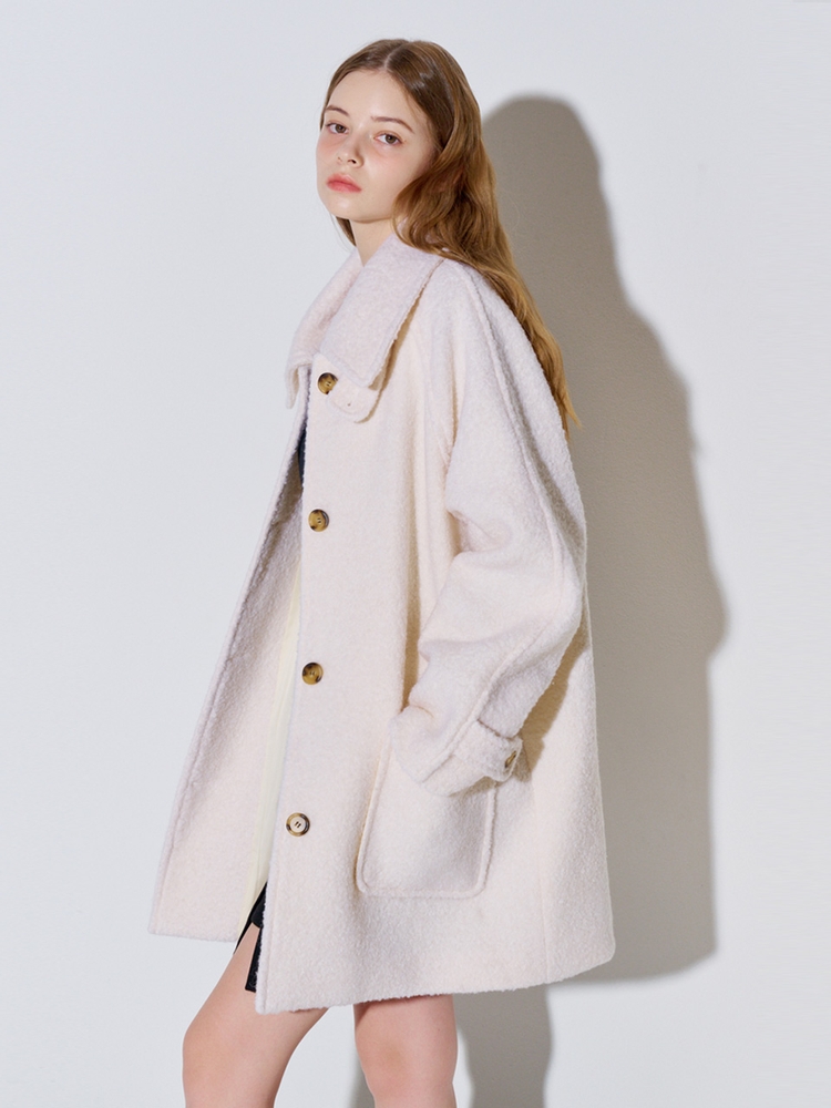 Boucle Half Wool Coat Ivory