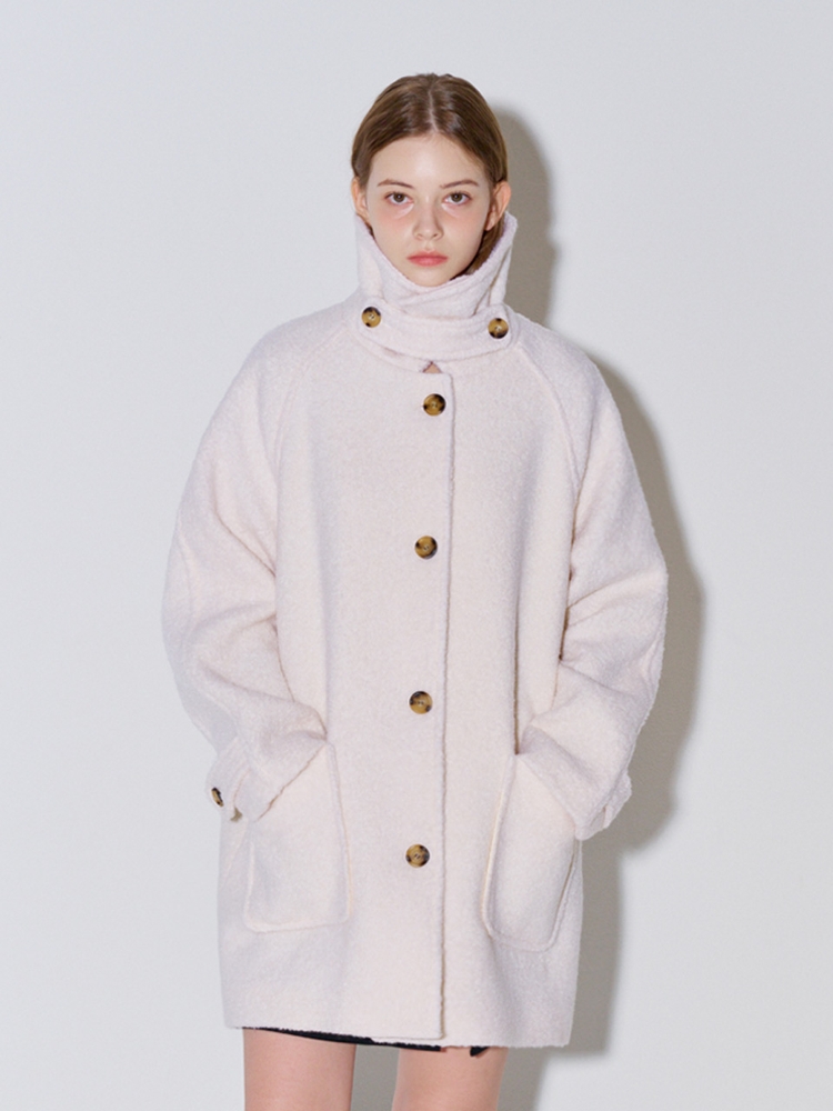 Boucle Half Wool Coat Ivory