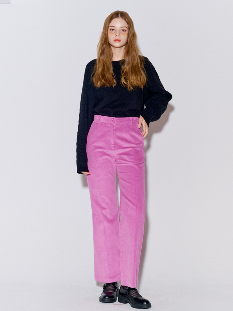 Coturoy Long Bootcut Pants Pink