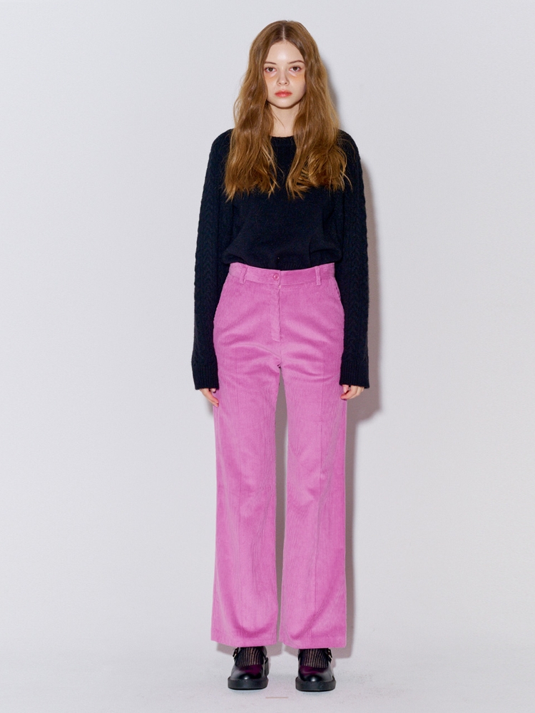 Coturoy Long Bootcut Pants Pink