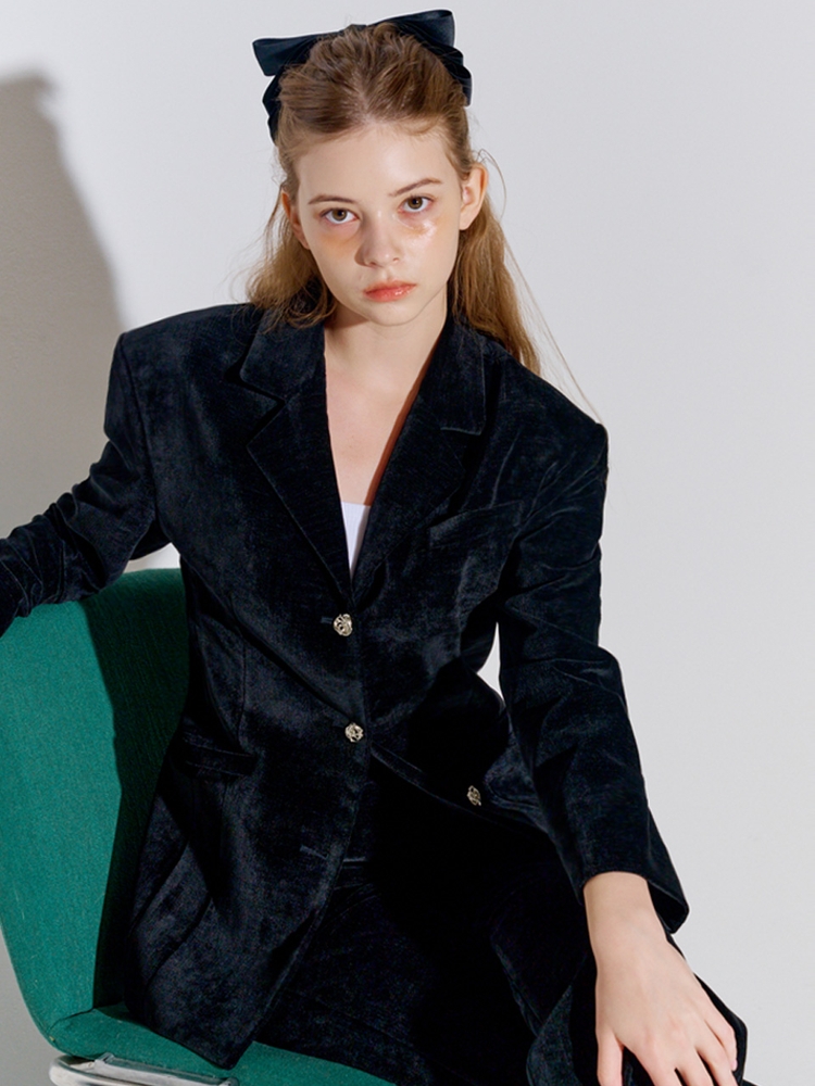 Velvet Tailored Jacket Black