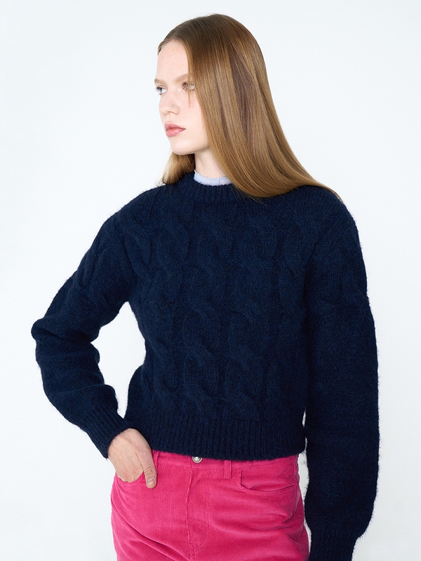 SUNDAY CROP ROUND NECK KNIT DARK NAVY