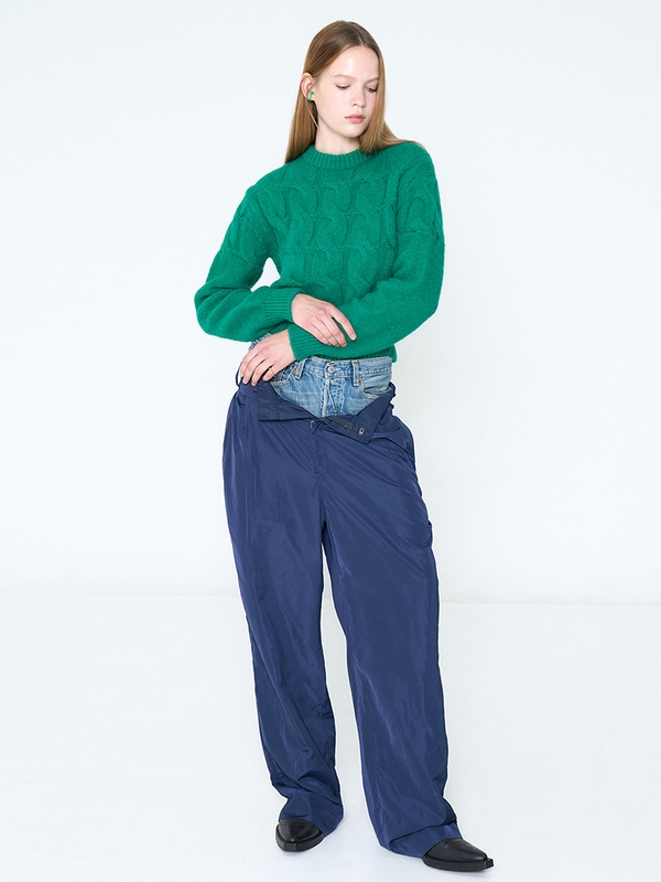 SUNDAY CROP ROUND NECK KNIT GREEN