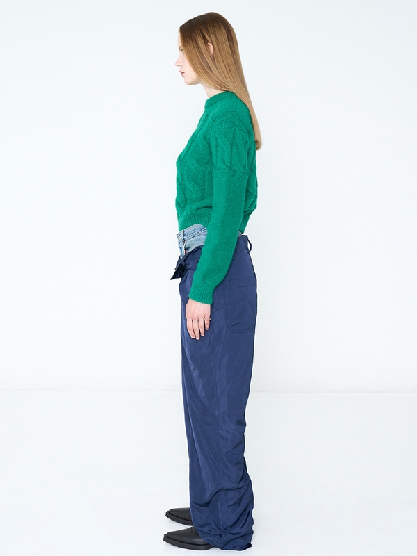 SUNDAY CROP ROUND NECK KNIT GREEN