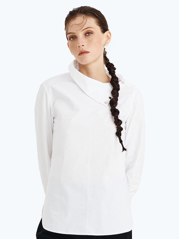 CLASPS DIAGONAL OPEN NECK SHIRTS WHITE