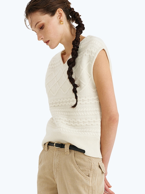 DIAMANT V-NECK VEST IVORY