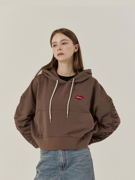 OVERSIZED SHIRRING HOODIE [COCOA]