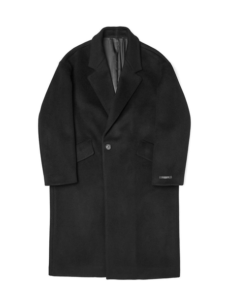 23 FW 남여공용 노치드 칼라 캐시미어 오버핏 코트 (BLACK)