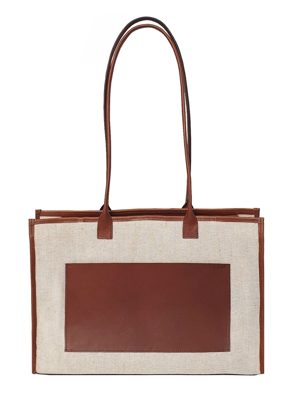 Daily Shoulder Oblong (Leather & Canvas) Lsize / Brown