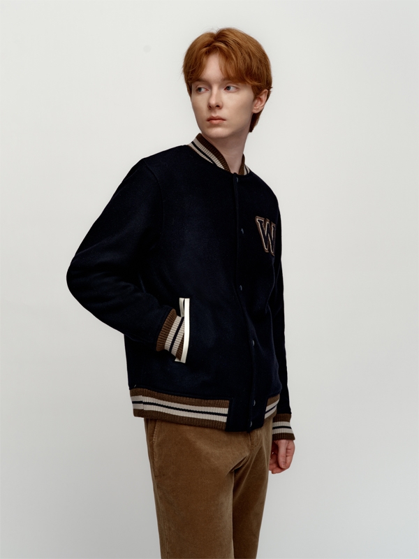 W Wappen Varsity Jacket_Navy