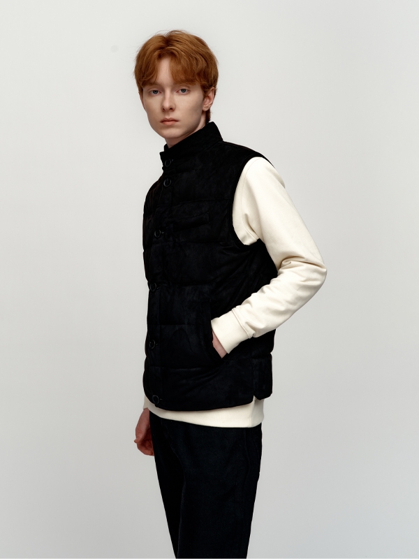 Suede Padding Vest_Black