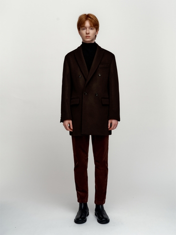 Wool Double Half Coat_Dark Brown