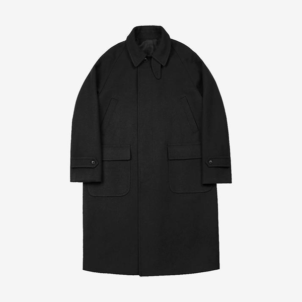 Bonheur Wool Balmacaan Coat (Black)