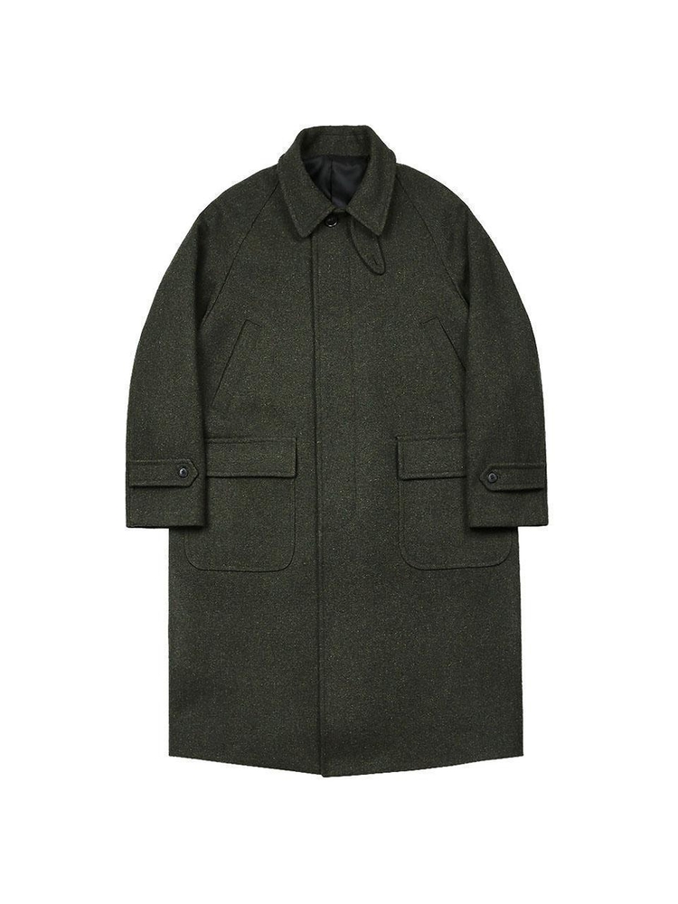 Bonheur Wool Balmacaan Coat (Khaki)