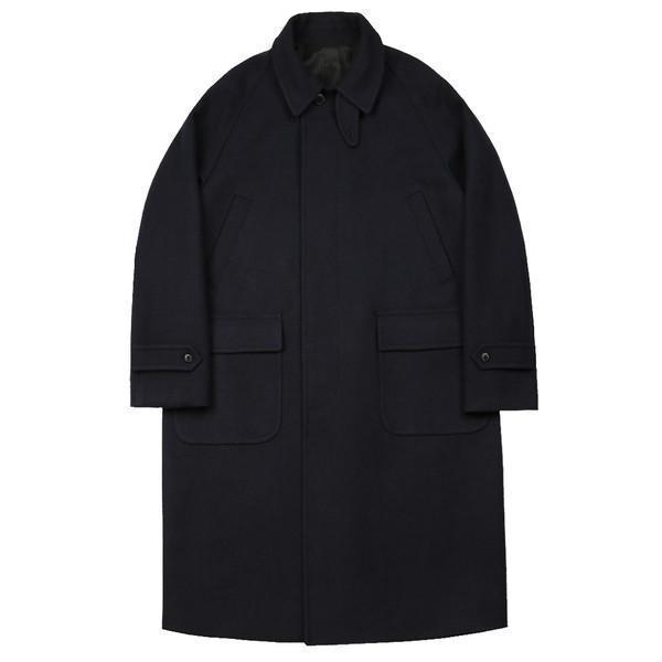 Bonheur Wool Balmacaan Coat (Navy)