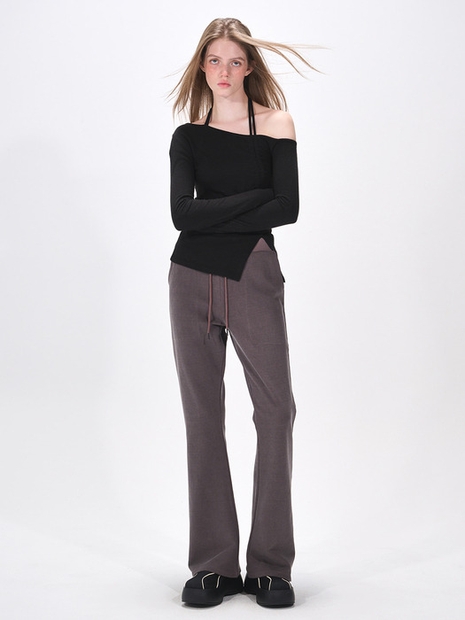 Pigment Boots Cut Sweat Pants, Wine Brown