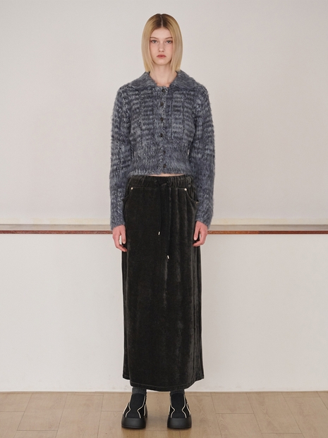 Velvet Banding Logo Skirt, Charcoal