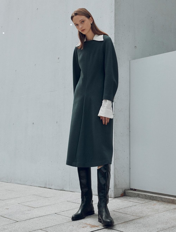 [NUVO10 누보텐]solid round neck wool dress VWOPLK0100