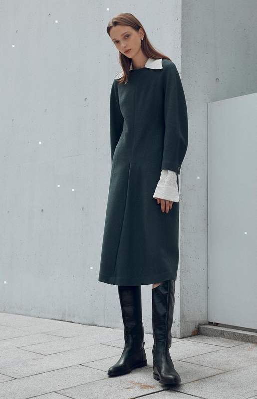 [NUVO10 누보텐]solid round neck wool dress VWOPLK0100