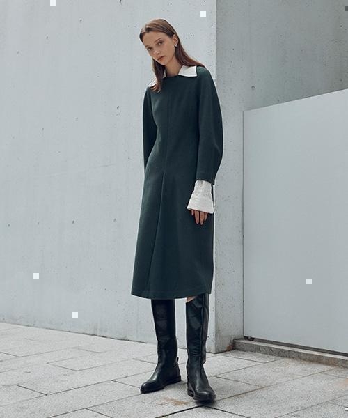 [NUVO10 누보텐]solid round neck wool dress VWOPLK0100