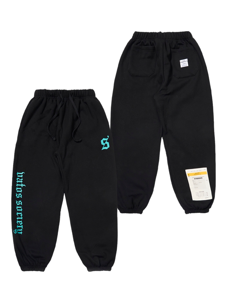 OLD LETTER WIDE JOGGER PANTS BLACK