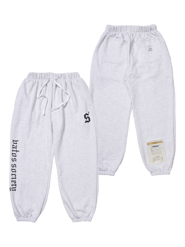 OLD LETTER WIDE JOGGER PANTS  WHITE MELANGE