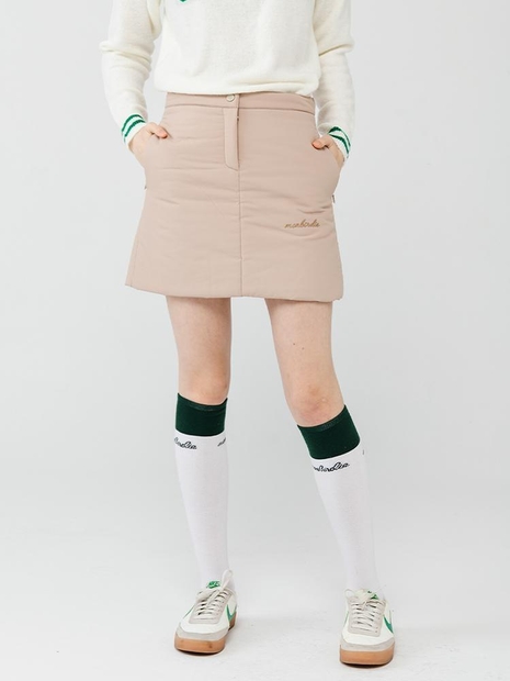 로고 자수 윈터 패딩스커트 BEIGE
