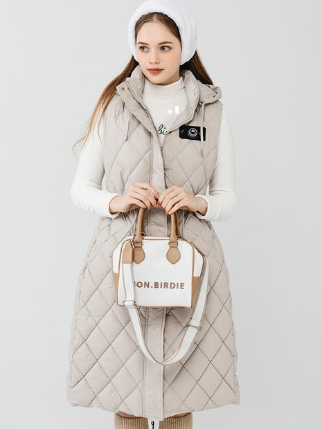 스트링 패딩 롱베스트 L.BEIGE