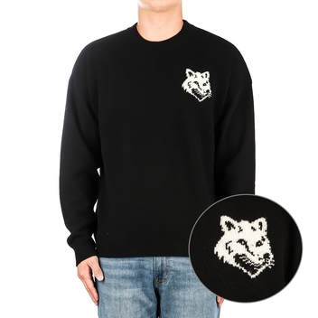 [메종키츠네] 23FW (LM00819KT1063 BLACK) 남성 폭스헤드 니트