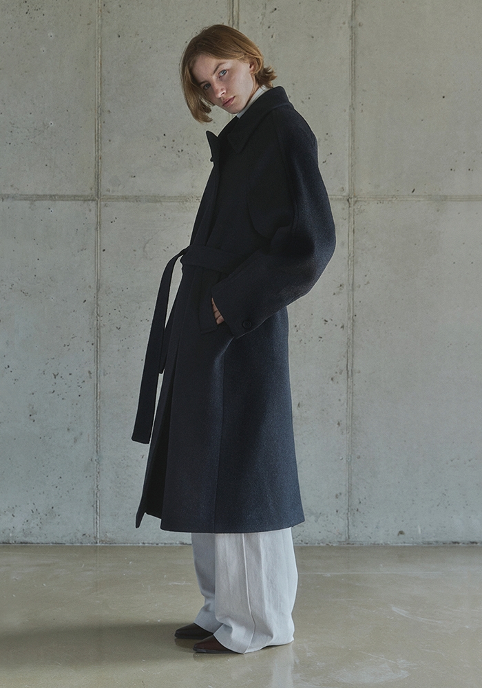 WOOL BUTTON MAXI COAT / CHARCOAL