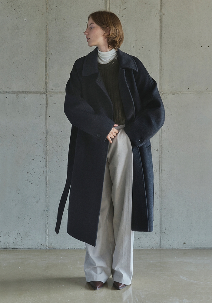 WOOL BUTTON MAXI COAT / CHARCOAL