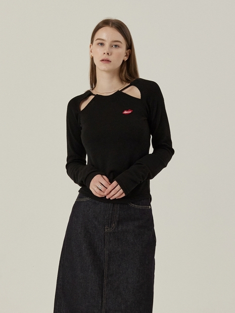 HALTERNECK KNIT T-SHIRTS [BLACK]