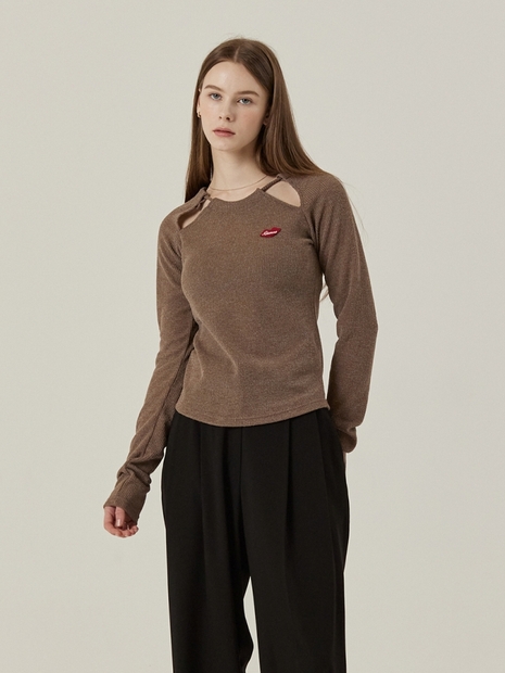 HALTERNECK KNIT T-SHIRTS [COCOA]