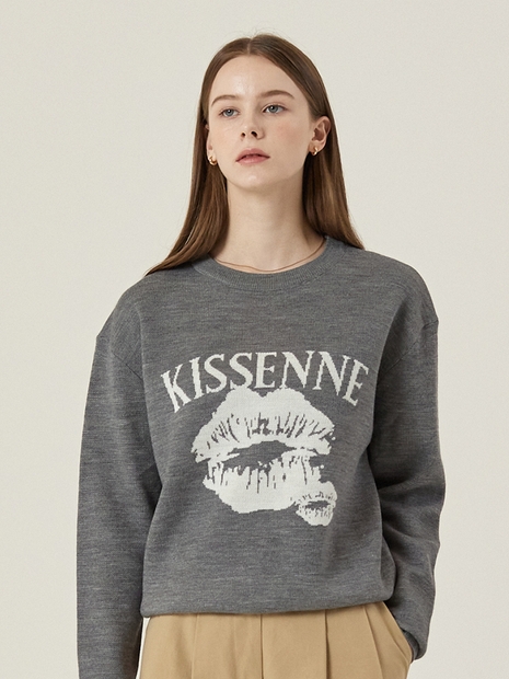 KISS MOTIVE GRAPHIC KNIT [GREY]