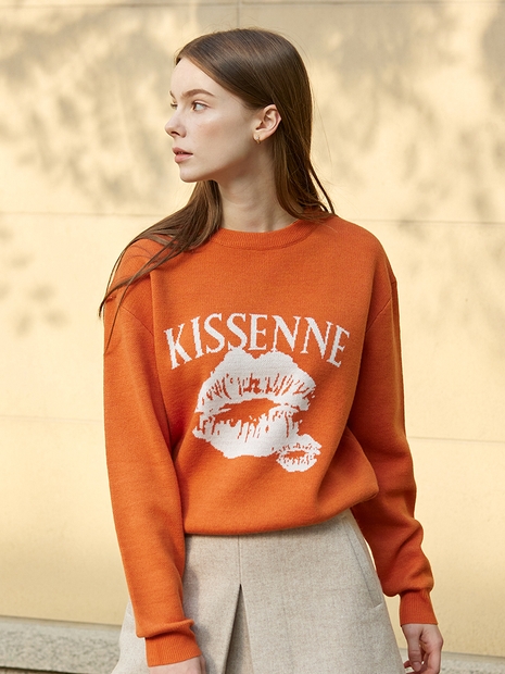 KISS MOTIVE GRAPHIC KNIT [ORANGE]