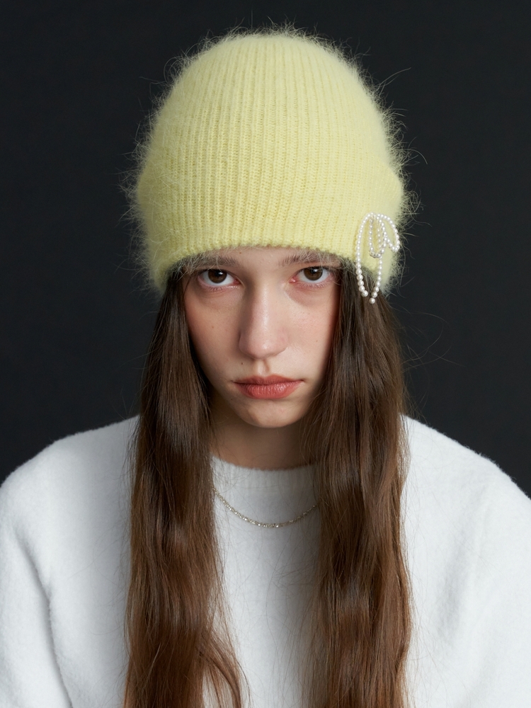 Pearl Ribbon Angora Beanie_5COL (L234MCP030)